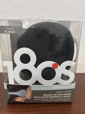 180s Women's Fashion Fleece Behind-The-Head Collapsible Black Ear Warmers NIB