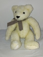 Vintage RUSS BERRIE  CO ABERCROMBIE BEAR Cream with Bow Plush Stuffed Animal
