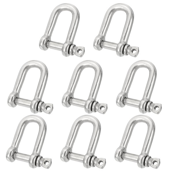 "8-Teilig 1/4\\\"(5,7Mm) 316 Edelstahl-D-SchäKel FüR Bootskette, Silber"-image