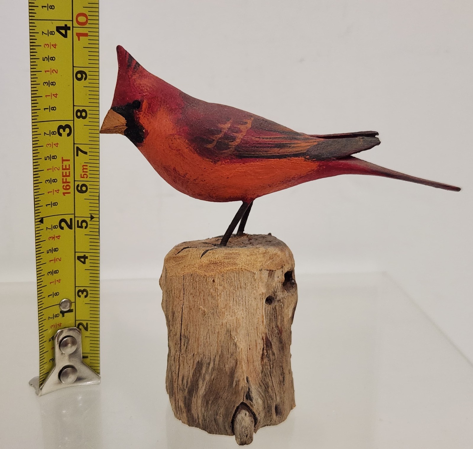 Peter Peltz Small Cardinal Carved Bird Folk Art Wood Decoy Cape Cod