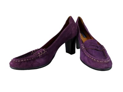 Tommy Hilfiger Damen Pumps Gr. 40 Wildleder Lila Ziernaht Mokassin Style (20232)