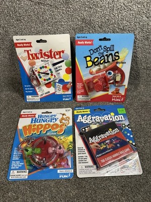 Vintage Lot of 4 Sealed Basic Fun 1998 Hasbro Milton Bradley Mini Game Keychains