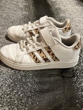 Niñas 2 Adidas Grand Court 2.0 Correa Elástica Encaje Zapatilla-Impresión Guepardo