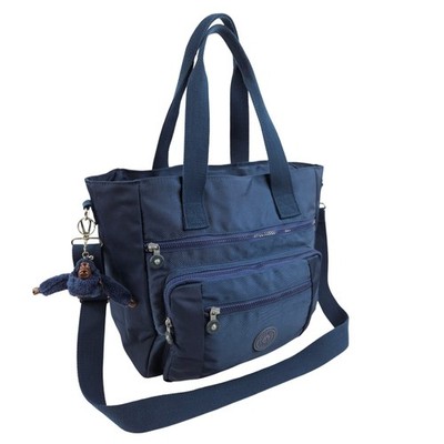 Kipling Art Tasche Damen blau Nylon Affe Anhänger Crossbody groß