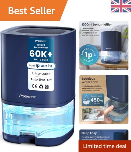 Energy Efficient Portable Dehumidifier – Quiet Operation with Auto Shut-Off