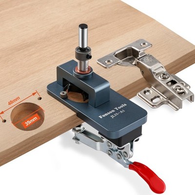 Metal Concealed Hinge Jig, 35MM Cabinet Jig Drilling Hole Puncher Gray 