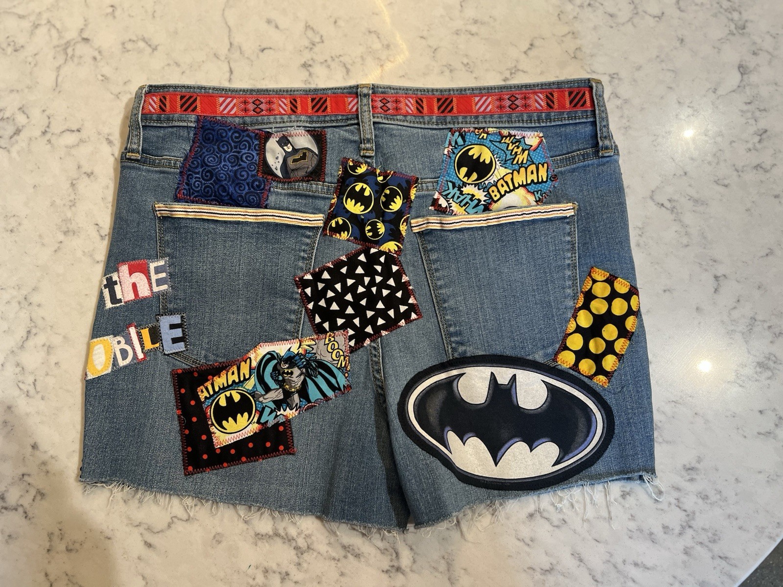 Batman Upcycled Custom Patchwork Collage Shorts 14 - image 6