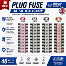 40x Mixed Fuses Ceramic Domestic Electric Fuses Plug Household Cartridge Fuse UK