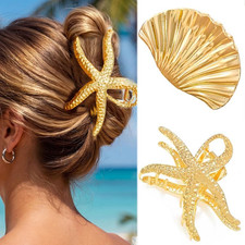 Starfish Hair Claw Clips Gold Metal Shell Hair Clips Seashell Hair Accessories f