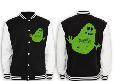 Slimer is Coming Collegejacke Neu Kult der 80 Jahre Geisterjäger,Ghost,Buster
