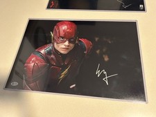 Ezra Miller Signed Justice League 12x18 Photo Beckett Zack Snyder DC
