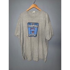 Vintage 2002 World Series Champions Anaheim Angels T Shirt Tee Gray Mens 2XL