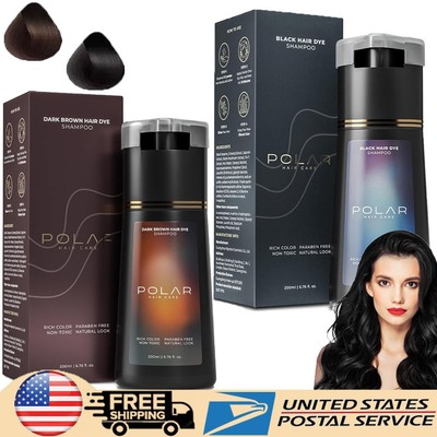200ml Polar Hair Instant Dye Shampoo, Hair Color Shampoo for Hair Natural Color