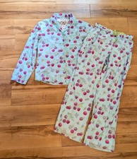 NICK  NORA BLUEBIRD RASPBERRY 100 Cotton Pajamas Pants  Long Sleeve Top Sz S