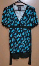 Y2K Babydoll Top Whimsigoth Gypsy Boho Hot Tempered Size M Tie Back Black Blue