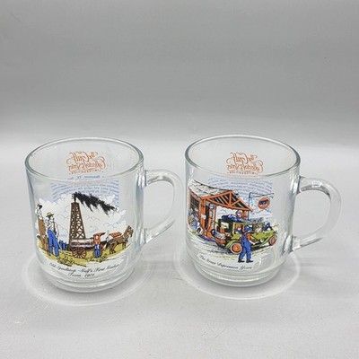 Set of 2 Gulf Oil Collectors Series Glass Mug Cups 10 oz Luminarc