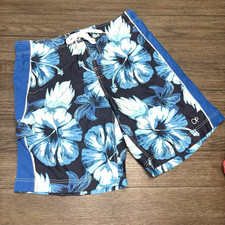 OP Ocean Pacific Mens L 36-38 Blue Floral Hawaiian Board Surf Swim Trunks