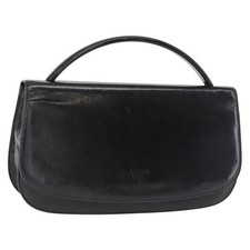 PRADA Hand Bag Leather Black Silver Auth ep11842