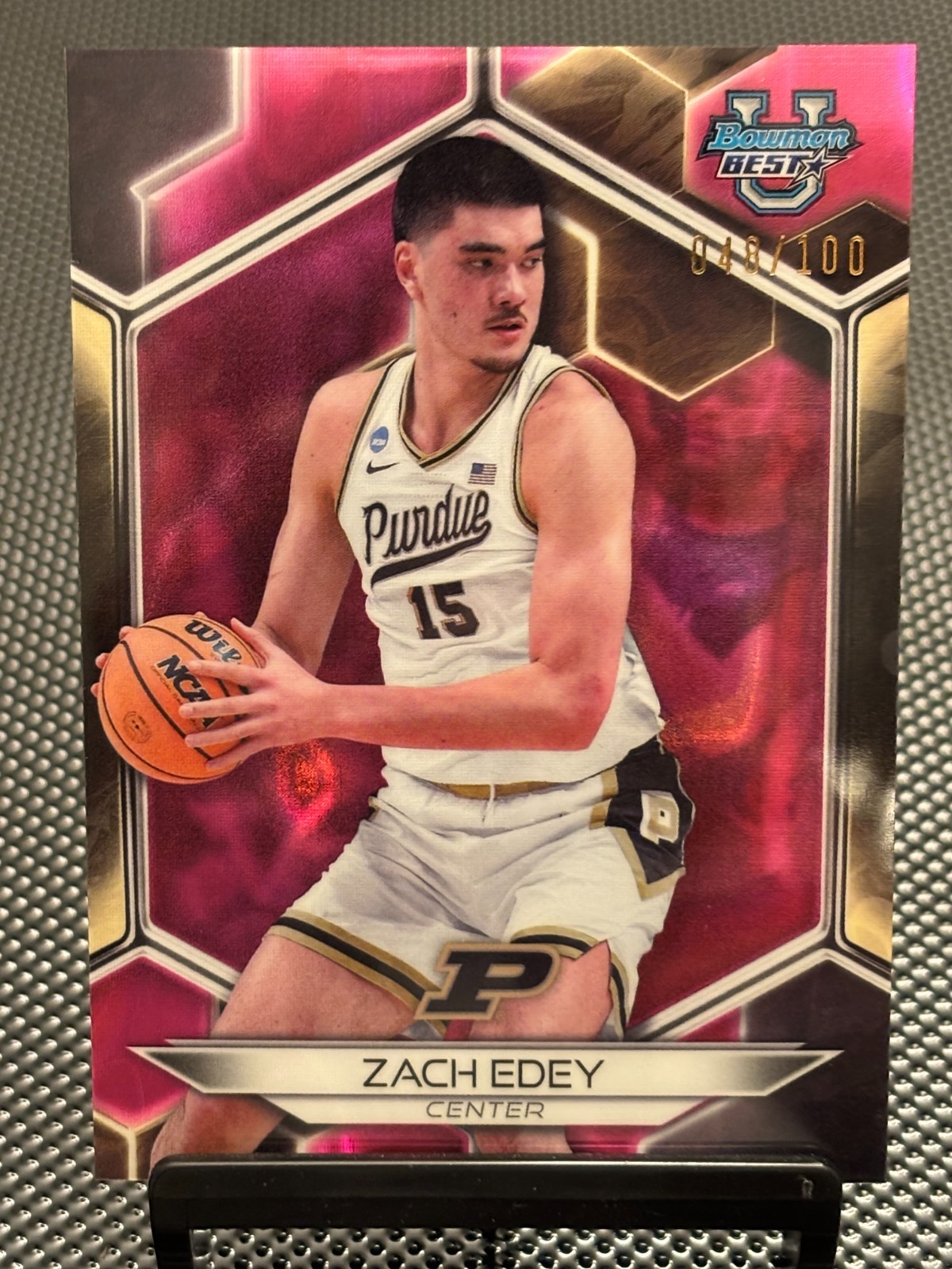 2023-24 Bowman U Best Pink Lava Refractor /100 Zach Edey #74 Purdue RC