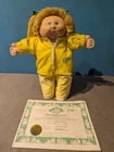 vintage cabbage patch kids doll, overalls outfit and adoption certificate