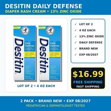 Desitin Daily Defense Diaper Rash Cream 4 oz Lot of 2 Exp 08/2027