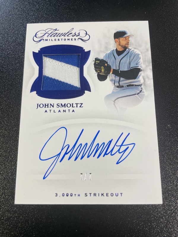 2019 panini flawless milestones john smoltz autographed patch card🔥7/7🔥