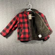 Gap Wool Buffalo Plaid Sherpa Lined Jacket Kids Medium Full Zip Outdoor Division