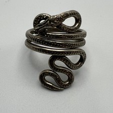 Snake Ring Silver Tone Coiled Band Size 8
