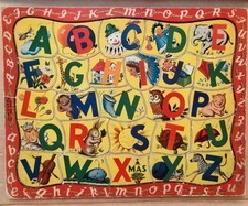 Vintage WALZER Tray Puzzle No. 300 Alphabet ABC's Puzzle 1950s Graphics USA Made