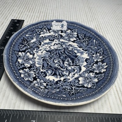 Vintage Royal Tudor Ware Coaching Taverns Blue 1828 Saucer 6''