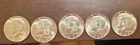 Lot of 5 BU Kennedy '67 Half Dollars 40% Silver ~ $2.50 Face From OG Bank Roll