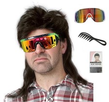 Black Mullet Wig for Men Joe Dirt Emo 80s 90s Costume Halloween Accessory