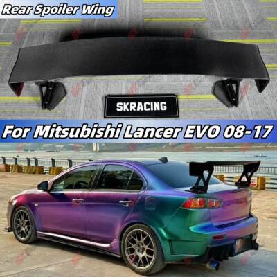 Evo Rear Wing Carbon Fiber/Glossy Black Rear Spoiler Wing Fits Mitsubishi Lancer EVO ...