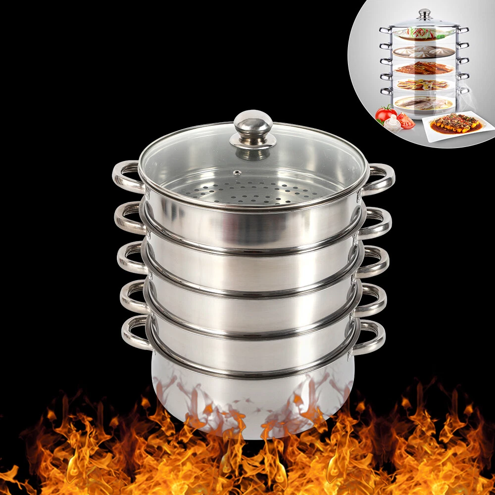 Stoompannen Set 5-delig I Kookpan Stoominzet Deksel 24 cm - 4.0L RVS