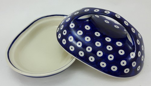 Bunzlauer Keramik Butterdose für 250g Butter, blau/weiß (M077-70A) - Bild 3 von 6