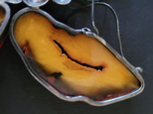 Very Rare Huge Russian Baltic Egg Yolk Amber BUTTERFLY Pin In Silver - Picture 15 of 20