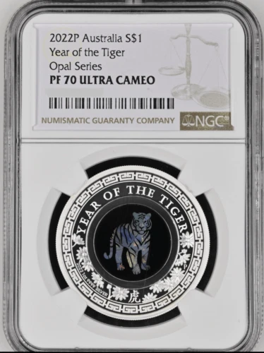 2022 Australia Opal Lunar Year of the Tiger 1oz Silver Coin NGC PF 70 UCAM