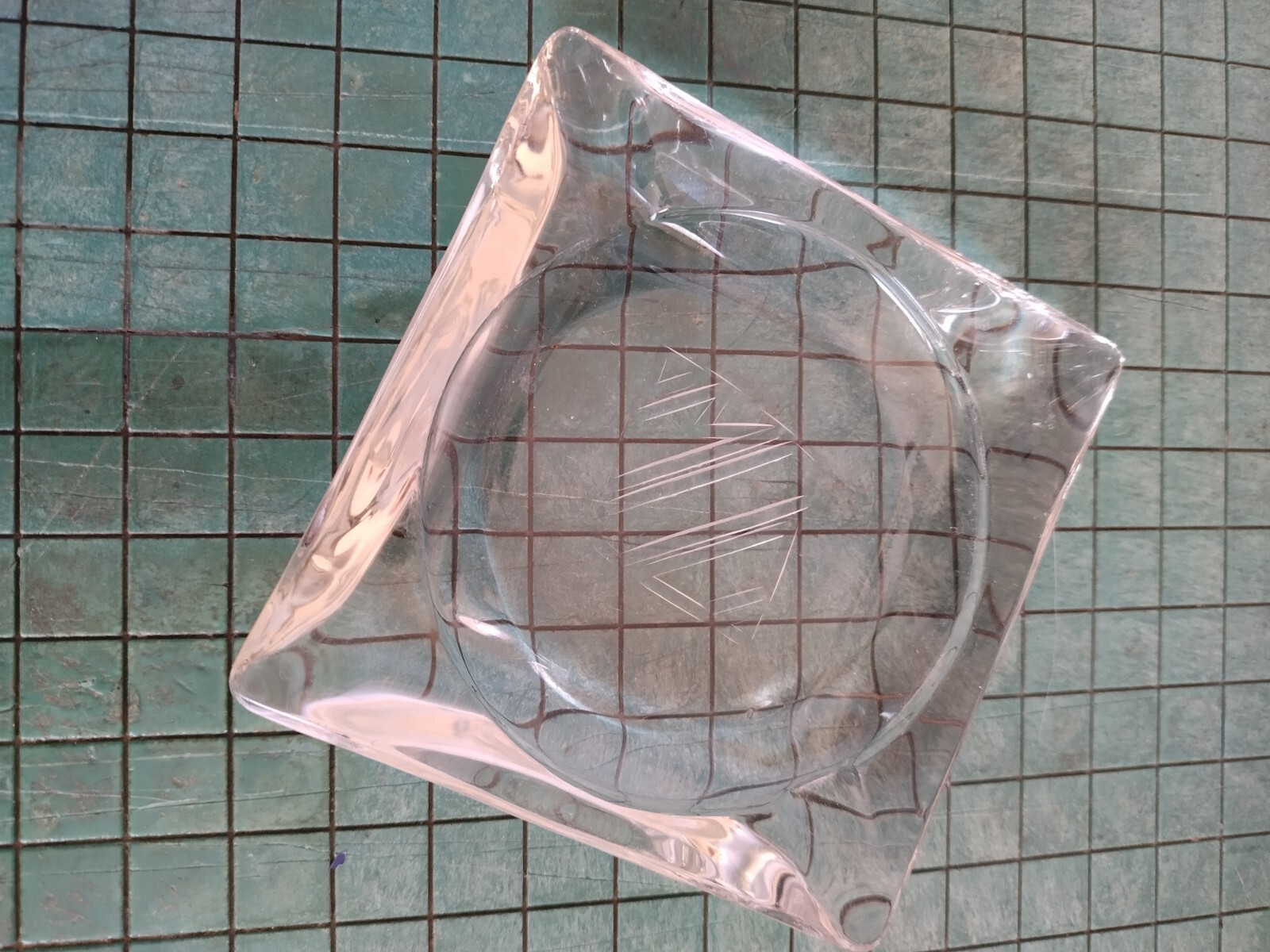 Crystal Glass Ashtray Square 3.5" 6 Oz. Vintage MCM