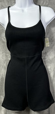Offline by Aerie Ribbed Romper Black Sleeveless One Piece Size L NWT