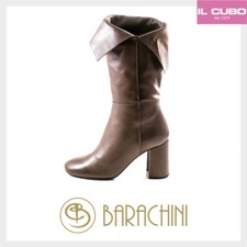 LUCIANO BARACHINI STIVALE DONNA PELLE COLORE TORTORA CON RISVOLTO TACCO H 8 CM 