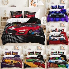 Cool Cars Boys' Bedding Set 2/3 PCS Quilt Duvet Cover Dorm Single Double King UK