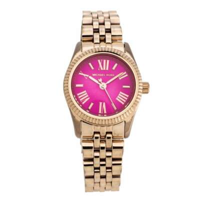 Michael Kors Stainless Steel Rose Gold Tone Pink Dial MK3285 Watch