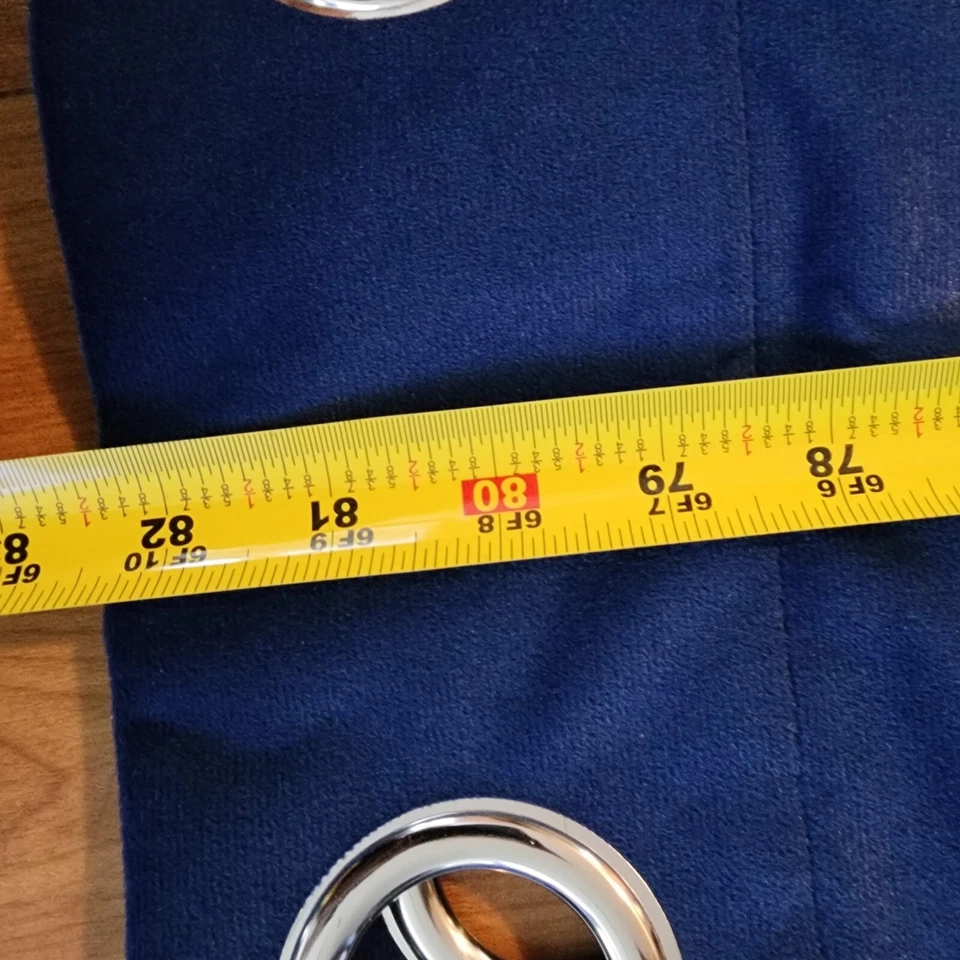 Set Of 2 Medium Blue Pole Top Curtain Panels New Polyester  - Image 3 of 4