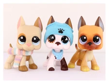 3pcs Pet Shop LPS Great Dane Dog Set #244#577#1647 with Accessories Kids Gift