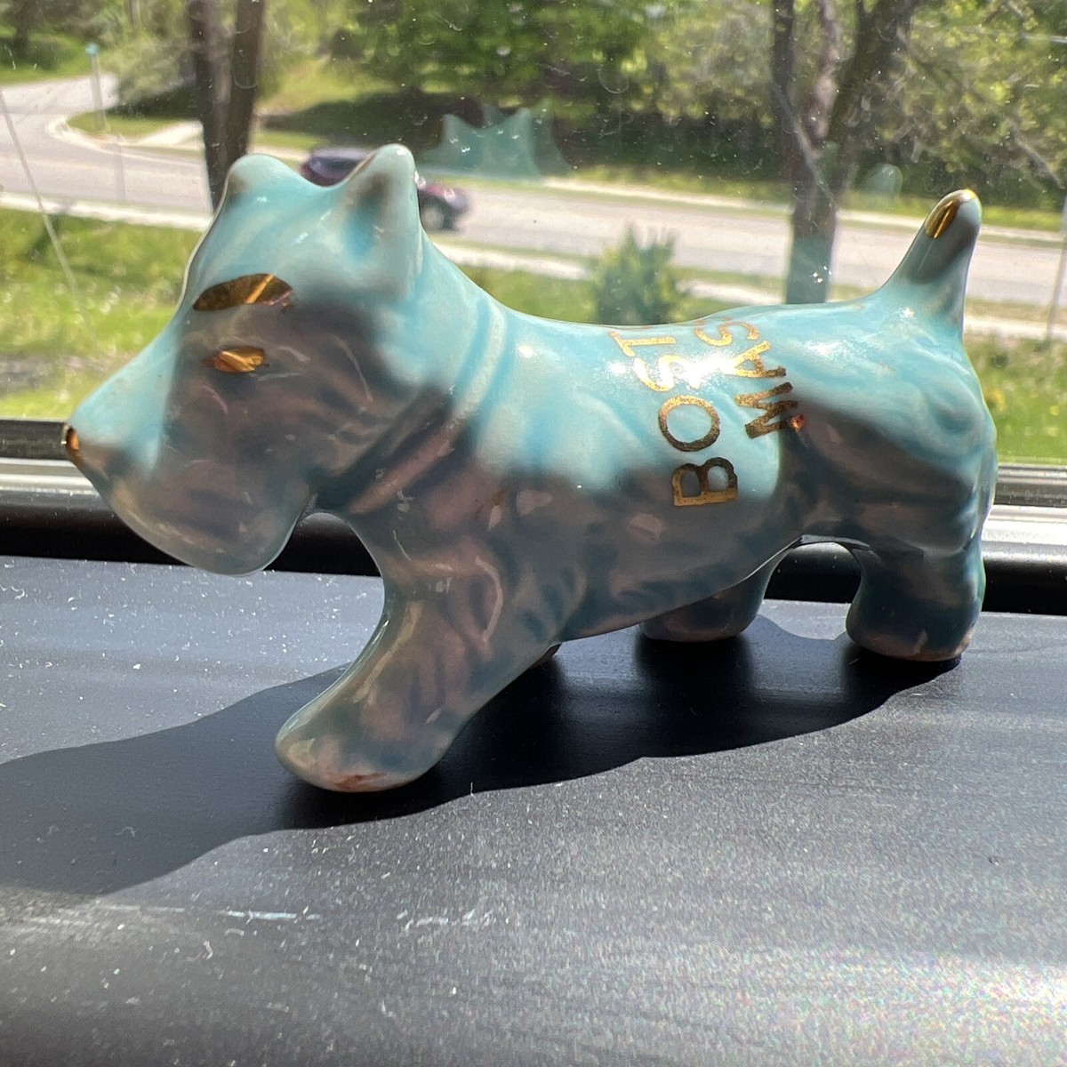Scottie Blue Trinket Figurine Boston Gift Tiny 2.5” Vintage