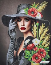 Bead Embroidery Kit Summer Lady DIY Stamped Bead Needlepoint Beadwork 465