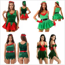 Santa Claus Costume for Womens Adult Cosplay Suit Christmas Fancy Dress Belt Hat
