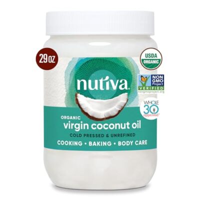 Nutiva Organic Coconut Oil 29 fl oz Cold-Pressed Fresh Flavor for Cooking Oil...