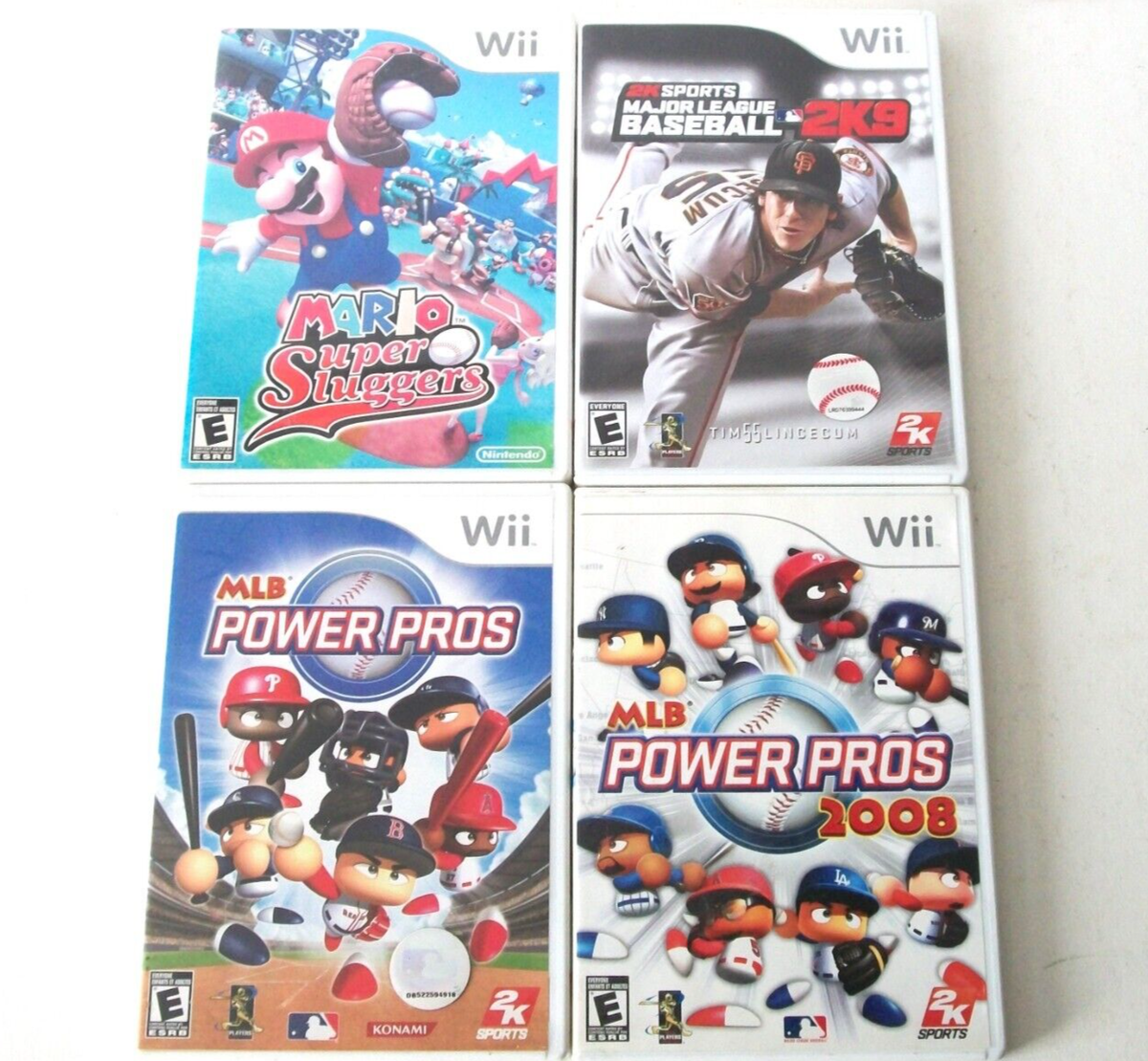 Nintendo Wii Baseball Games Lot Mario Sluggers MLB Power Pros 2K9 Sports  Super