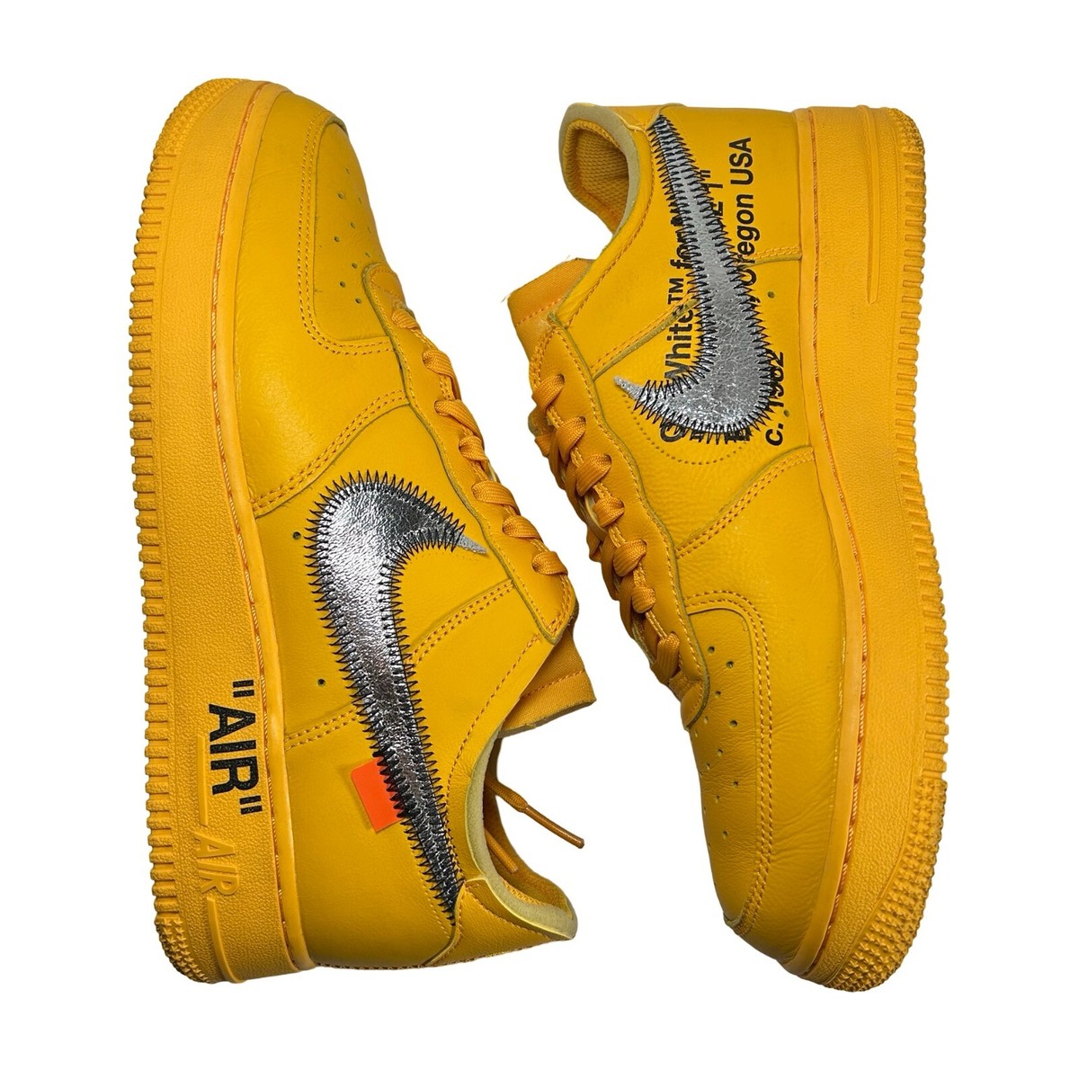 Off White x Nike Air Force 1 Low ICA University Gold Lemonade Size